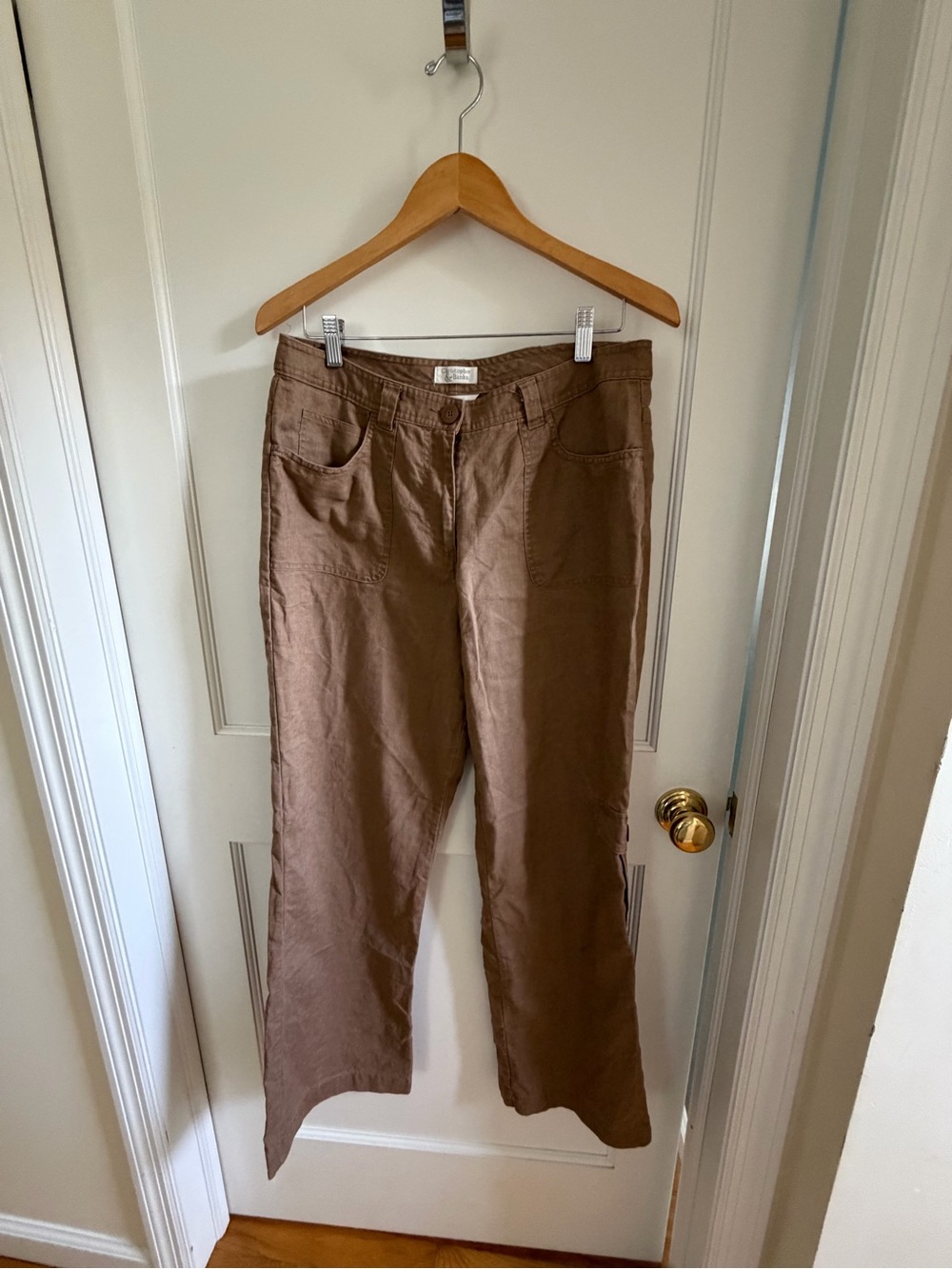 Christopher & Banks Taupe Wide-Leg Linen-Blend Pants